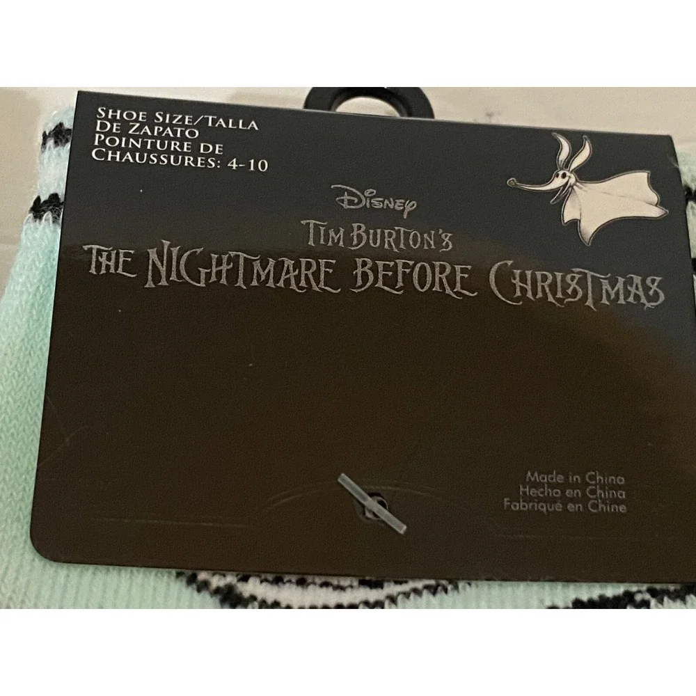 Disney Nightmare Before Christmas Jack Sally Mint Green Striped Socks Shoe 4-10